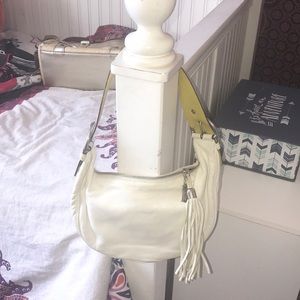 Coach white leather shoulder bag